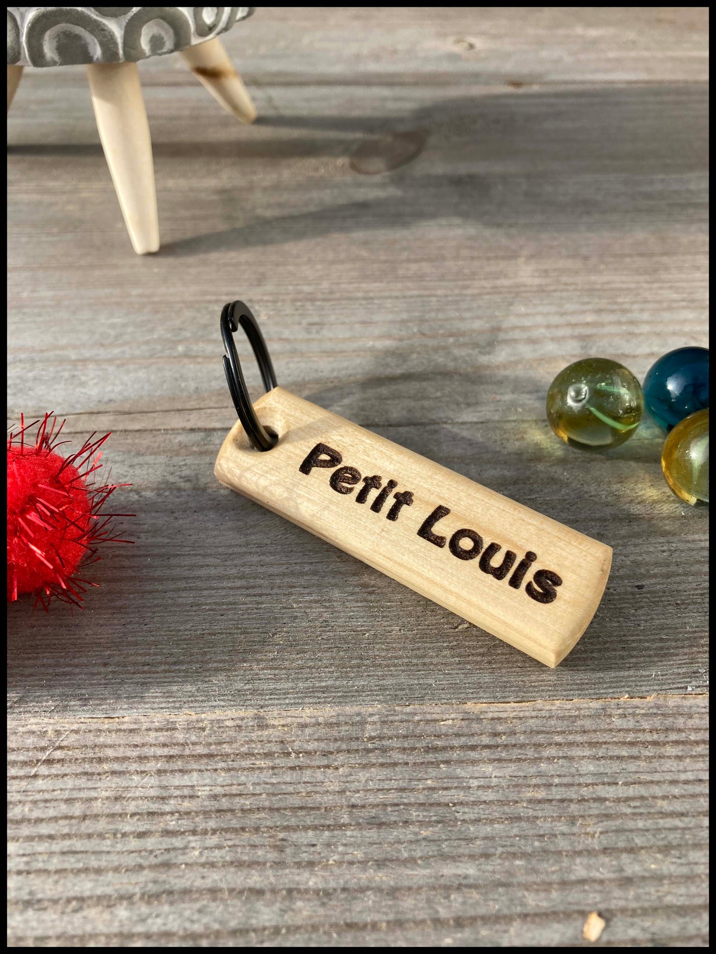 Personalized handmade solid wood keychain