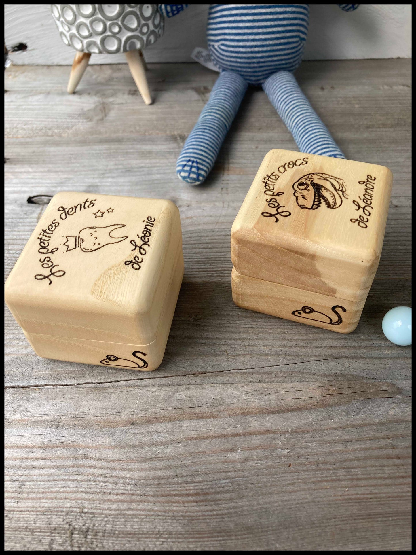 Boîte à dents de lait personnalisée en bois massif d'érable