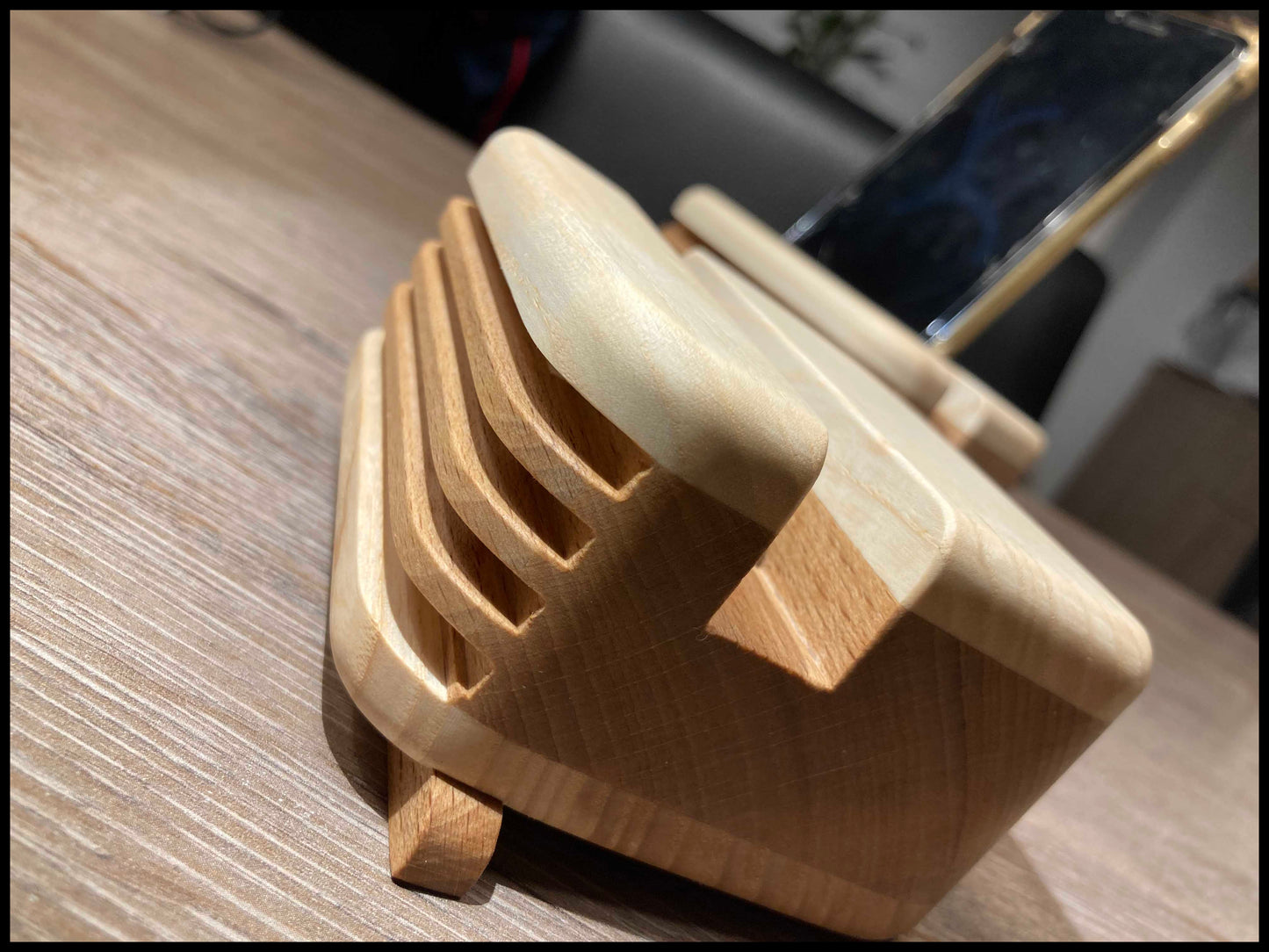 Enceinte passive bois massif hêtre & érable, vue de côté