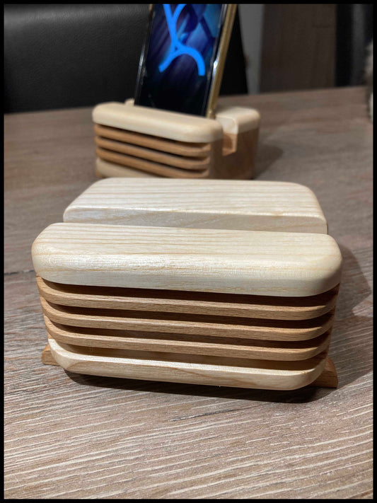 Enceinte passive en bois massif hêtre et érable, vue de face