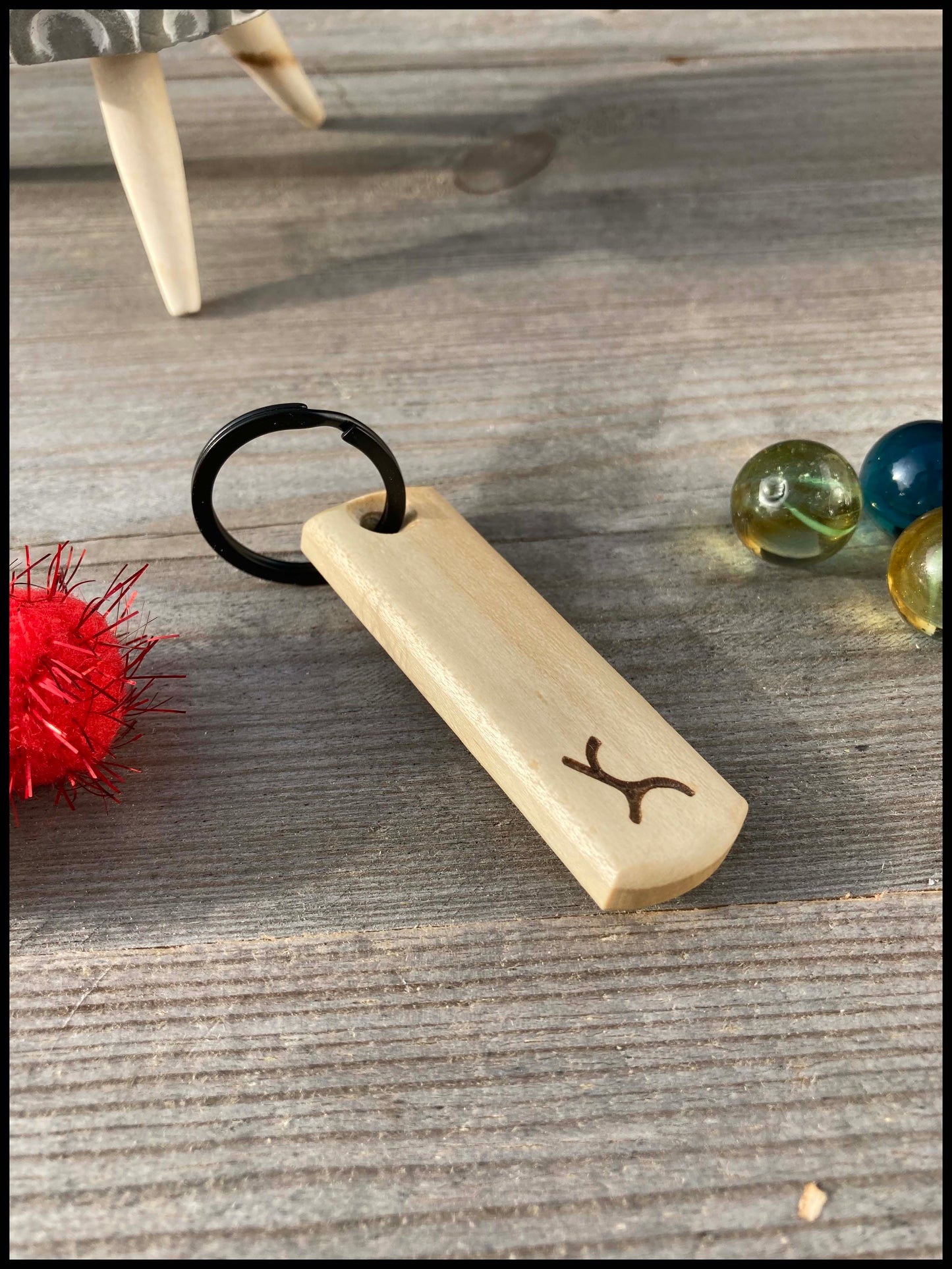 Personalized handmade solid wood keychain